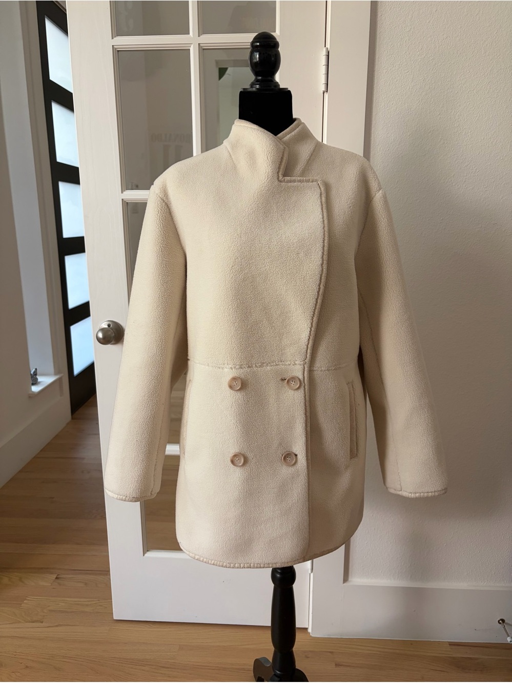 Bernardo Cream Double-Breasted Pea Coat
